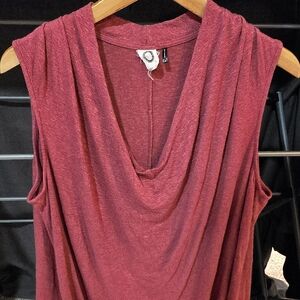 Anthropologie Burgundy Drape Neck Blouse